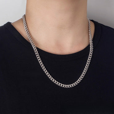 シルバーS925 ネックレス メンズ キューバチェーン 万能デザイン 個性的 トレンド