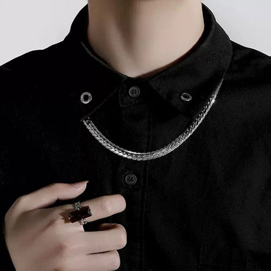 エンボス加工キューバネックレス メンズ トレンドブランド 高級感あり 925銀 NK プレーンチェーン 4mm