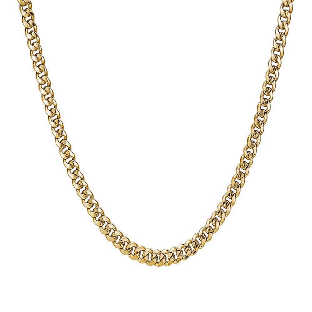 純銀 24K ゴールドメッキキューバネックレス メンズ トレンドブランド ヒップホップスタイル