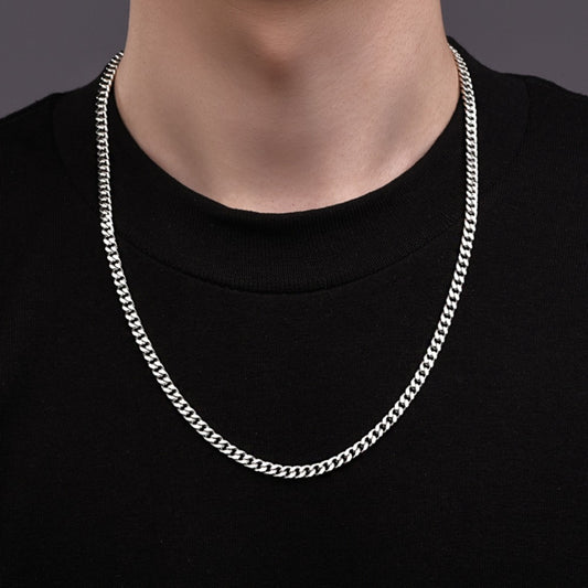 メンズキューバチェーン 925 銀ネックレス トレンドブランド シルバー万能デザイン