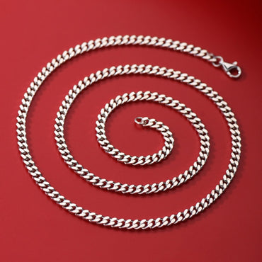 メンズキューバチェーン 925 銀ネックレス トレンドブランド シルバー万能デザイン