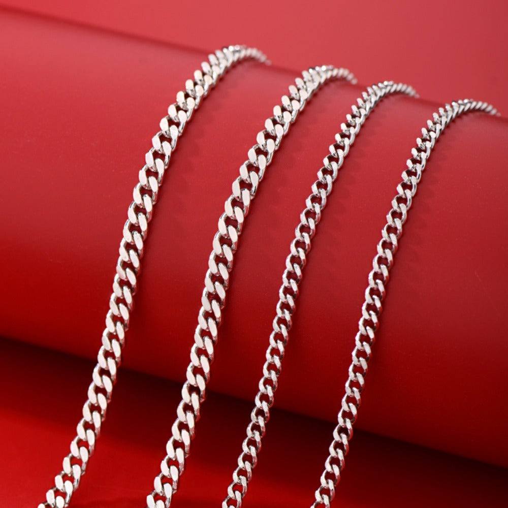 メンズキューバチェーン 925 銀ネックレス トレンドブランド シルバー万能デザイン