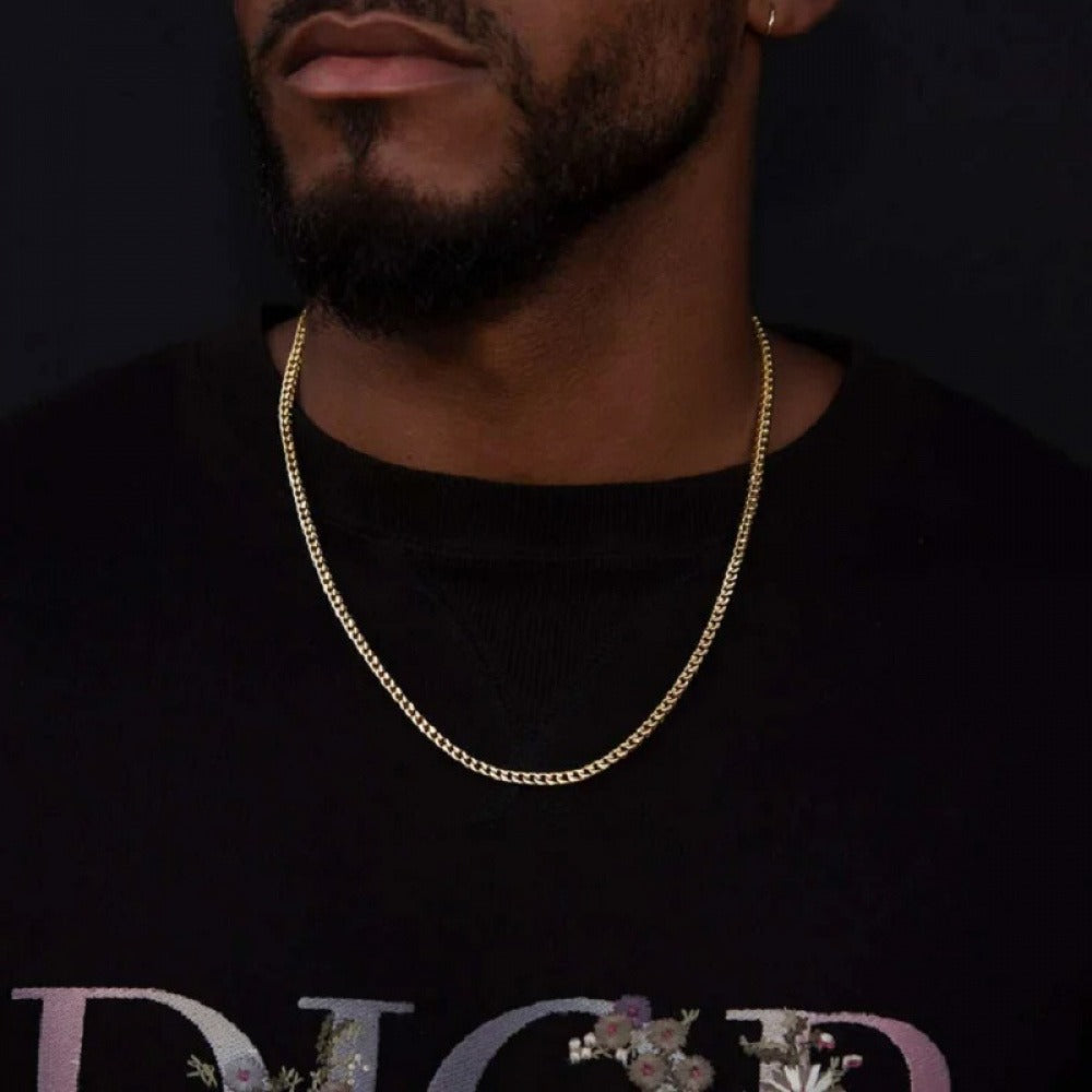 メンズキューバチェーン チタニウムスチール ストリートスタイル 個性的 3mm