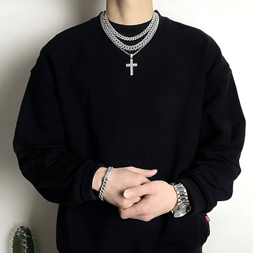 シルバー925 ネックレス メンズ トレンド キューバチェーン ダイヤ込み 高級感 ヒップホップ