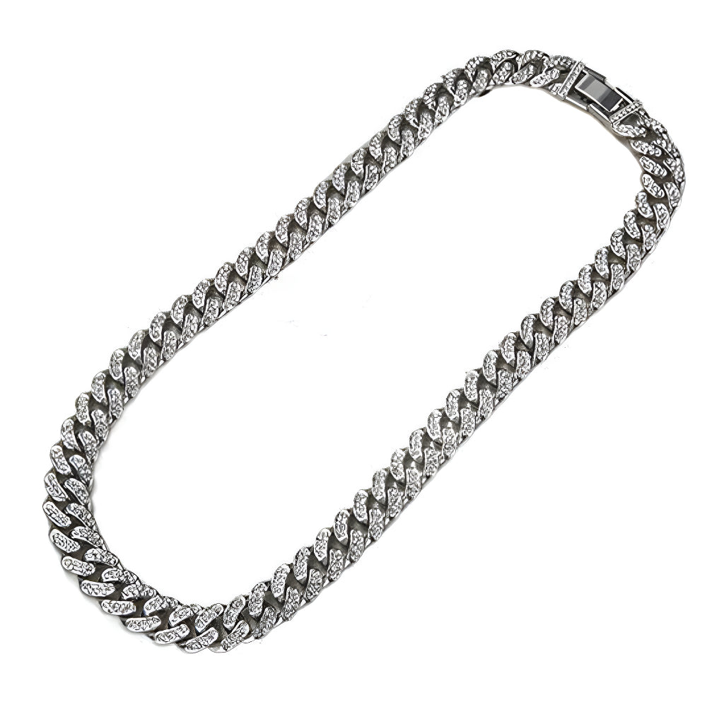 シルバー925 ネックレス メンズ トレンド キューバチェーン ダイヤ込み 高級感 ヒップホップ
