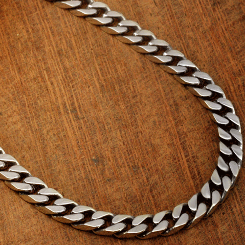 シルバー925 ヒップホップ キューバチェーン トレンドパンク シンプル メンズネックレス 6mm