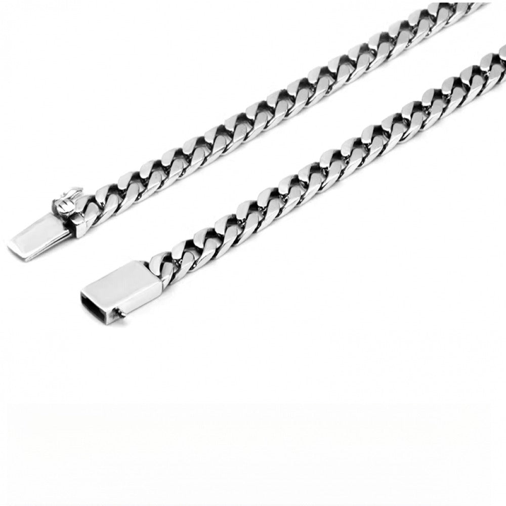 シルバー925 ヒップホップ キューバチェーン トレンドパンク シンプル メンズネックレス 6mm