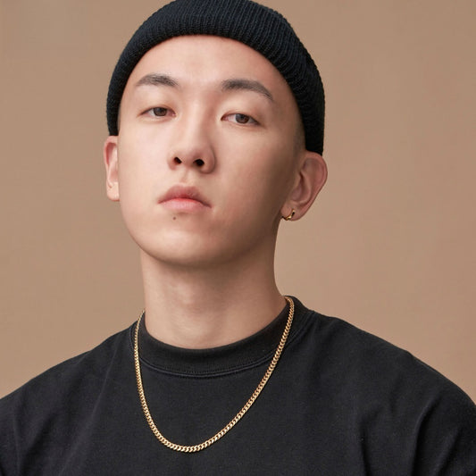 S925 銀メッキゴールド 4.9mm キューバチェーン メンズヒップホップネックレス