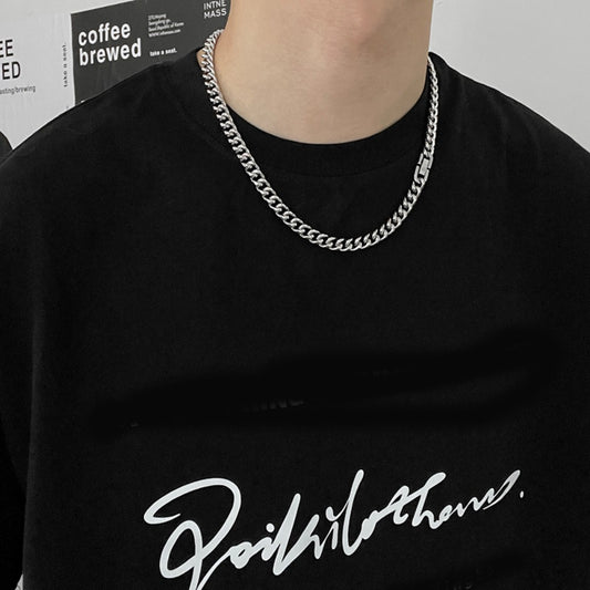 シルバー925 メンズキューバネックレス トレンドブランド (無料レタリング可)