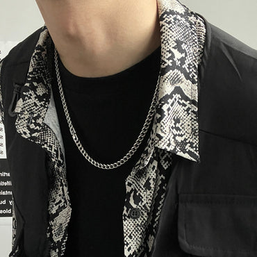 シルバー925 メンズキューバネックレス トレンドブランド (無料レタリング可)