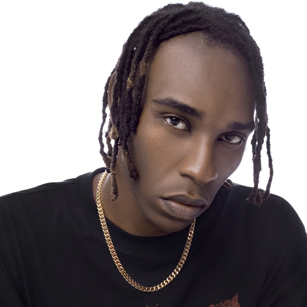 18K チタニウムスチール 18Kゴールドメッキ メンズキューバチェーン ネックレス 7mm