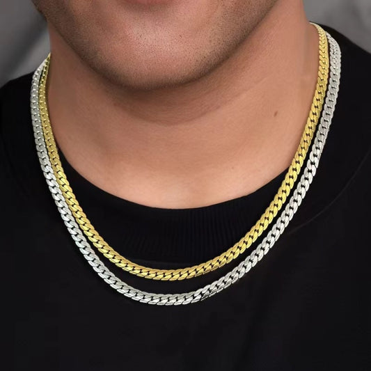 チタニウムスチール シンプルメンズキューバチェーン プレミアムヒップホップネックレス