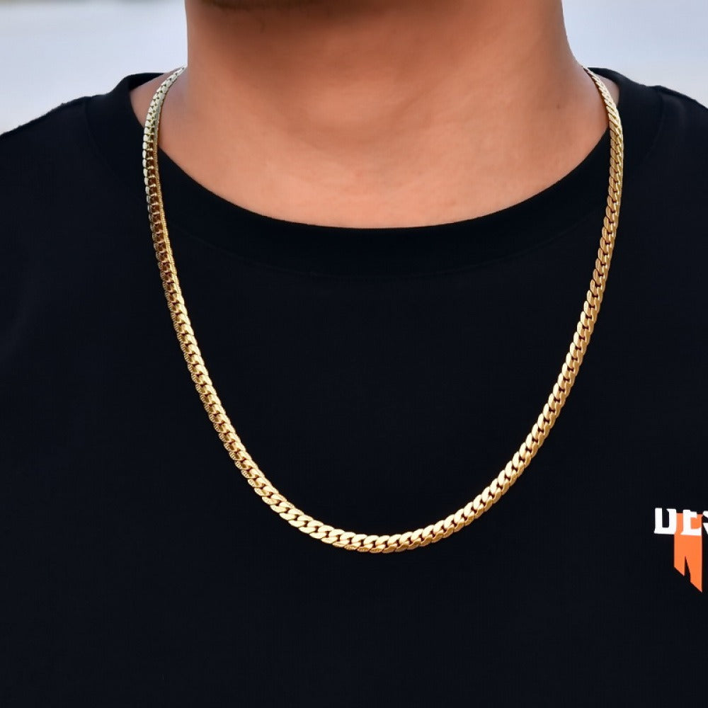 チタニウムスチール シンプルメンズキューバチェーン プレミアムヒップホップネックレス