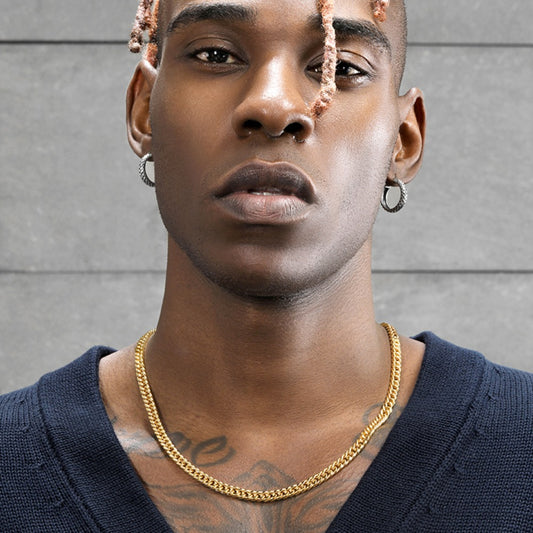 メンズ チタニウムスチールキューバチェーン ヒップホップ欧米風ネックレス