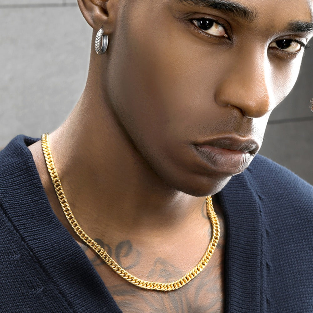 メンズ チタニウムスチールキューバチェーン ヒップホップ欧米風ネックレス