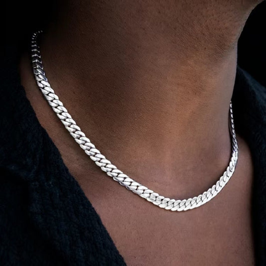 チタニウムスチールキューバチェーン メンズコラーネックレス ヒップホップ 7mm