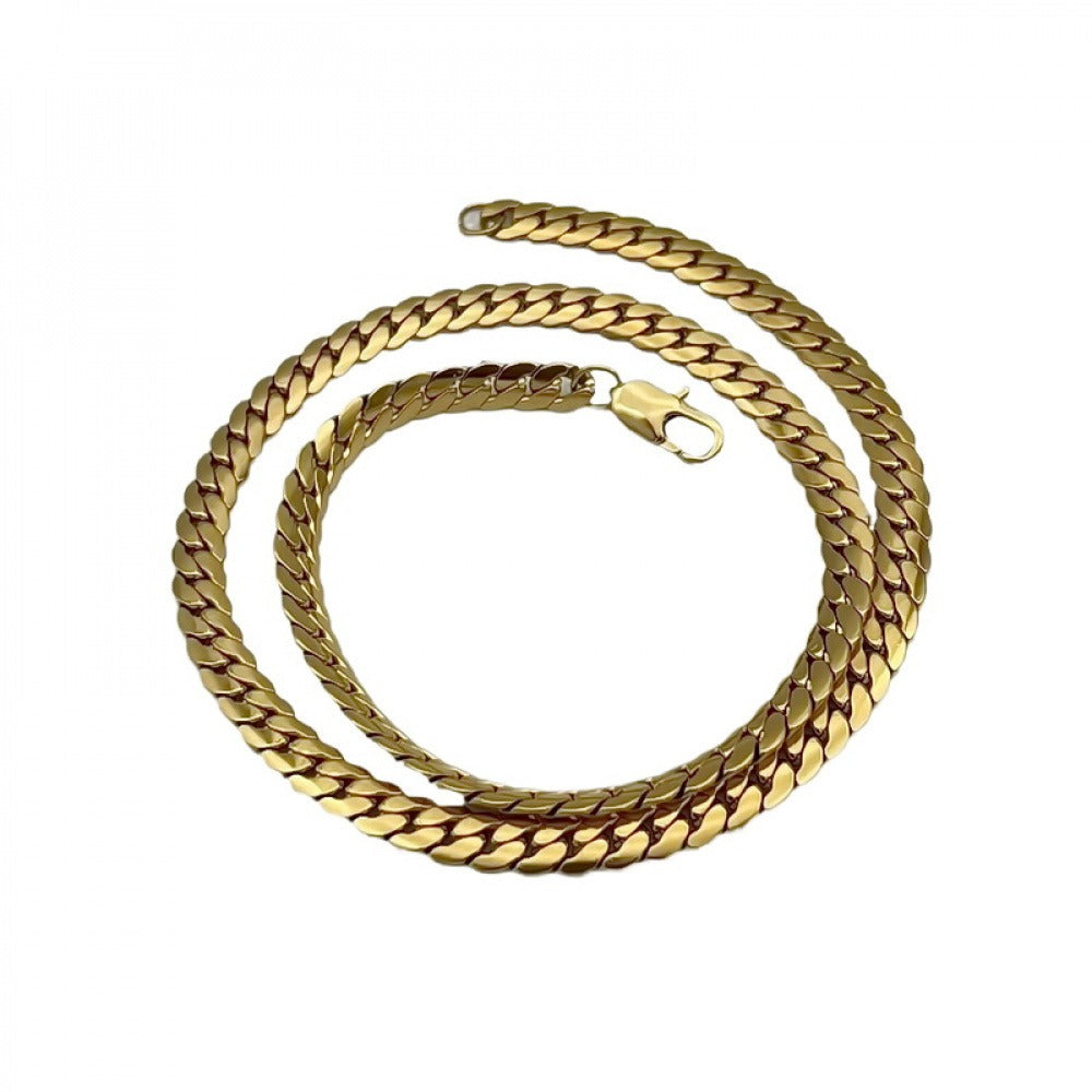 チタニウムスチールキューバチェーン メンズコラーネックレス ヒップホップ 7mm