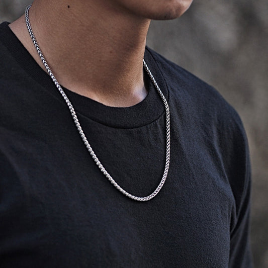 925 シルバー メンズネックレス 個性的キューバチェーン 人気 3mm