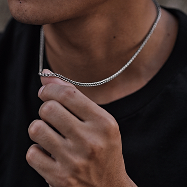 925 シルバー メンズネックレス 個性的キューバチェーン 人気 3mm