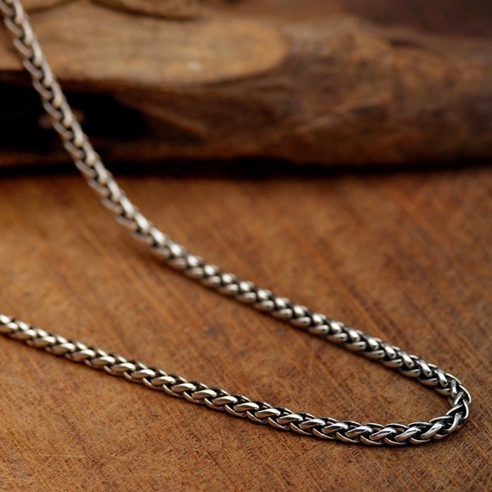 925 シルバー メンズネックレス 個性的キューバチェーン 人気 3mm