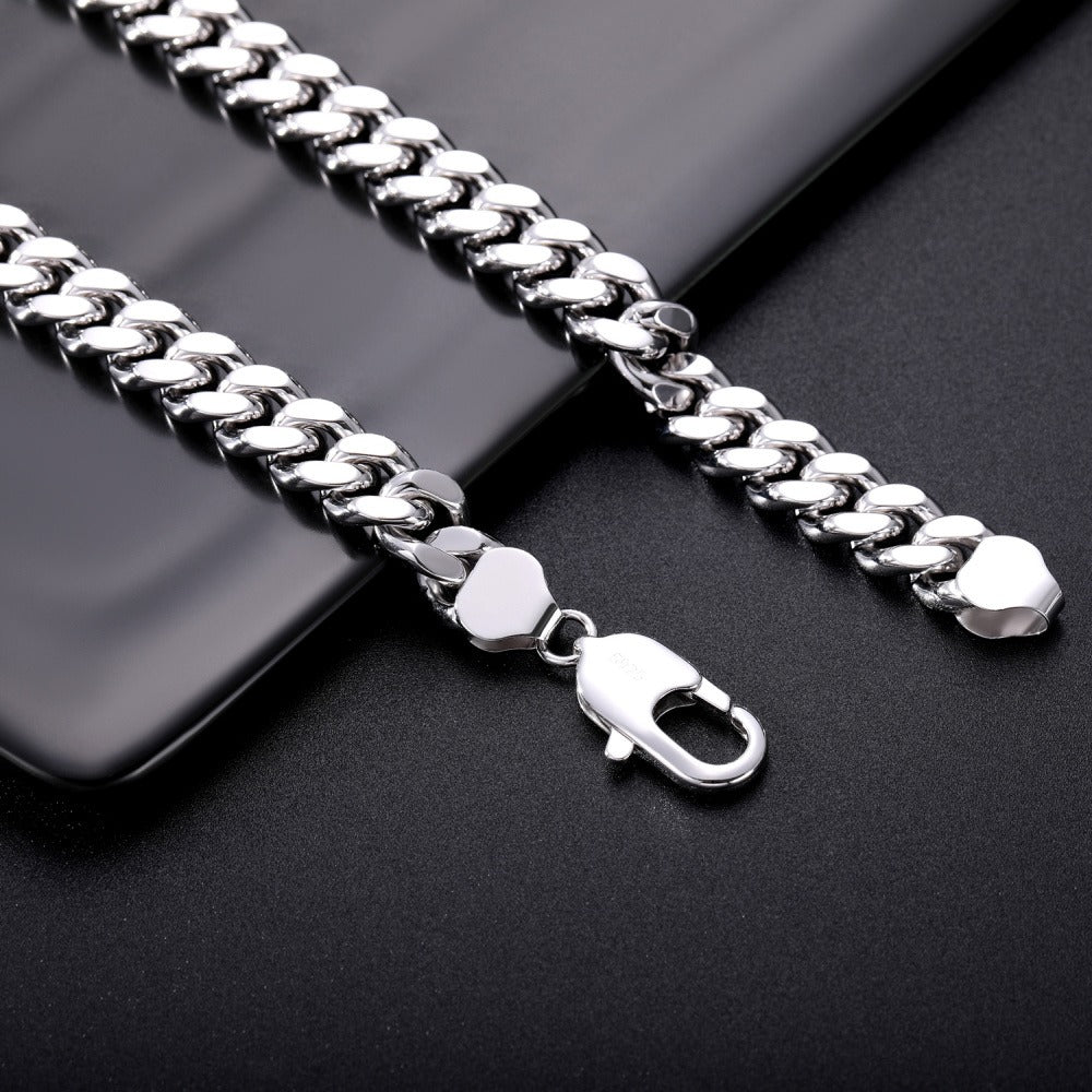 シルバーS925 ネックレス メンズ キューバチェーン 万能デザイン 個性的 トレンド