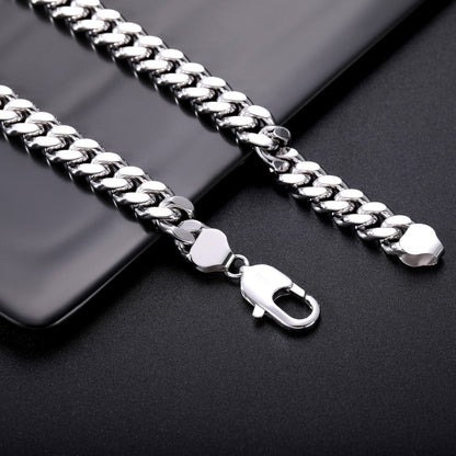 シルバーS925 ネックレス メンズ キューバチェーン 万能デザイン 個性的 トレンド