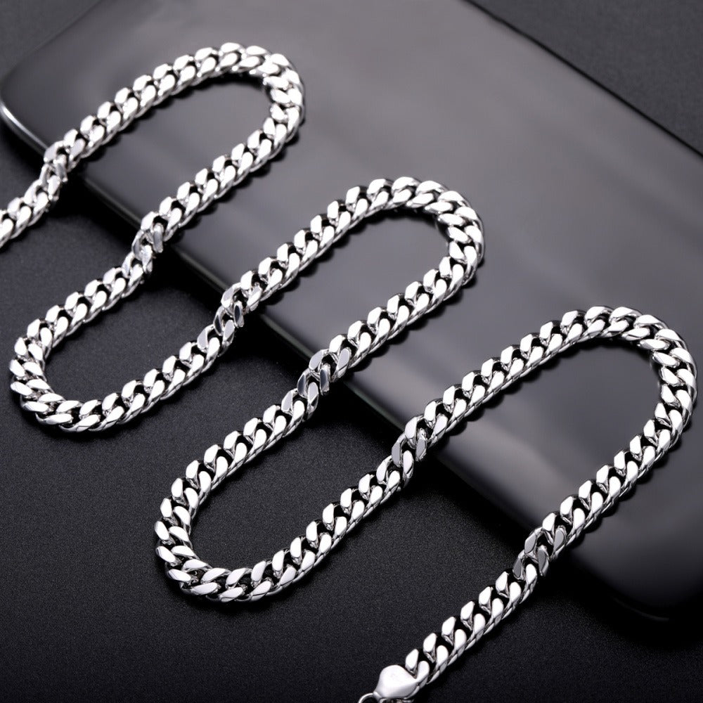 シルバーS925 ネックレス メンズ キューバチェーン 万能デザイン 個性的 トレンド
