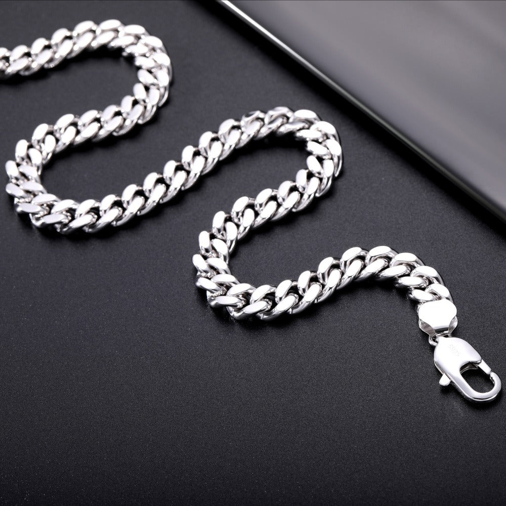 シルバーS925 ネックレス メンズ キューバチェーン 万能デザイン 個性的 トレンド