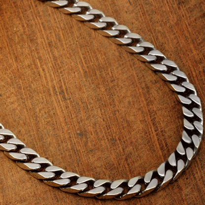 シルバー925　ヒップホップ キューバチェーン トレンドパンク シンプル メンズネックレス 6mm