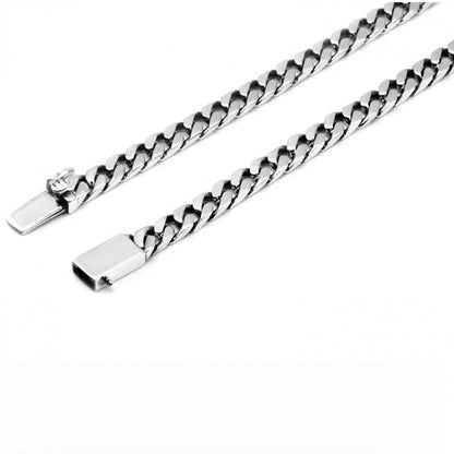 シルバー925　ヒップホップ キューバチェーン トレンドパンク シンプル メンズネックレス 6mm